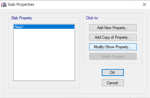 এখন Slab 1 → Modify/Show Property